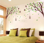 AY205ab  two-sided bird cage green leaves trees of TV background wall stickers room living room sofa bedroom retail - Image 2