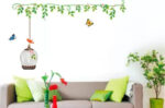 Flower & Green leaves with birdcage & Butterfly Removable Sticker - Image 3