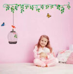 Flower & Green leaves with birdcage & Butterfly Removable Sticker - Image 4