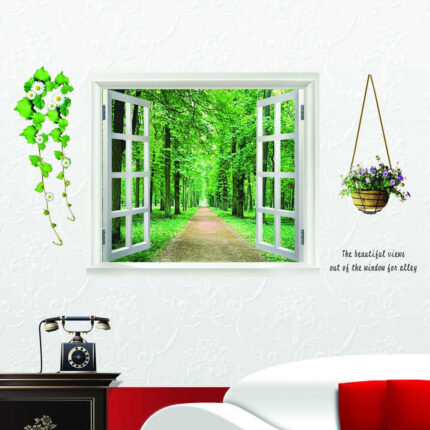 AY823 Free shipping 3D View Window Decal Family Tree Wall Sticker Art Mural Wall Poster Parlor Kids Home Decor