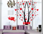 Ay863  Oren Empower 90 cm Valentine special red love tree wall sticker for your loved once Self Adhesive Sticker  (Pack of 1)