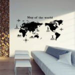 wall stickers on the Wall for kids rooms decals house Sticker girls world map sticker size 60x90 ay9134 - Image 3