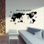 wall stickers on the Wall for kids rooms decals house Sticker girls world map sticker AY9133 - Image 3