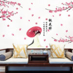 Albama - Wall Stickers / Wall Stickers / Room Stickers / Room Decoration / Living Room Decoration / Wall Stickers / Wall Stickers / Wall Decoration / Wall Wallpaper / Wall Stickers Sakura Chinese Girl Model size 50x70 sk9358