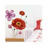 Poppy Wall Sticker, Flower, Leaf, Flower Sticker, Interior Sticker size 60x90 jm8237 - Image 2