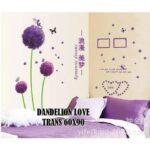 wall sticker living room decor XL8010 LC9083 PVC purple dandelion two optional removable children's room decor paper fashion - Image 5