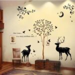 Cute Cartoon Animal Elk Deer Beauty Vinyl Brief Wall Sticker Decal Kids Baby Room Decoration Home Decor Stickers