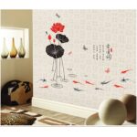 'Ailian Said' Lotus Flower Chinese Style Wall Stickers Wall Decal DIY PVC for kindergarten Living Room Children's Room TV Sofa Background Wall Art Decors - Image 4