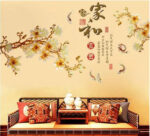 Flowers Koi Fish Carps with Chinese Old Sayings Harmonious Family Means Wealth Wall Stickers Living Room Bedroom Wall - Image 5