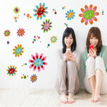 Children's vinyl decal flower head with polka dots size 60x90 jm8322 - Image 3