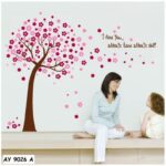 Ay9026a B Red And Blue Background Products Korean Pink Cherry Tree Bedroom Wall Stickers - Image 5