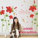 Wall decal sticker Red Hibiscus flower wall decal sticker SK9069 - Image 3