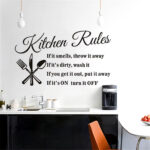Quotes Kitchen Rules Text Restaurant Wall Sticker Home Cupboard Decal Mural DIY Home Decor for Living Room Adesivo De Parede  dz008  Size: 57 x 33cm - Image 3