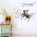 FLOWER FAIRY HORSE Wall Sticker Colorful  Butterfly Wall Paper SK-9005 PVC Removeable Wall Art Decor - Image 3