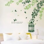Ay968 Corner Green Floral With Cage and Birds - Image 2