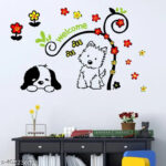 DM570045 Loyal Partner Cute Puppies Wall Decals Children's Room Nursery Removable Wall Stickers - Image 2