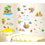 Cute Spongebob Wall Stickers for Kids' Rooms, Removable Wall Decals, Interior Stickers, Disney, Birthday size 60x90   df9909 - Image 2