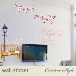 Wall Stickers with Flowers, Cherry Blossoms, Trees, and More, Stylish Scandinavian Interior Stickers, Cat, Plants, Toilet, Flowerpot, English Text, Natural, Removable Wall Decals size 50x70 mj7030 - Image 3