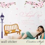 Wall Stickers with Flowers, Cherry Blossoms, Trees, and More, Stylish Scandinavian Interior Stickers, Cat, Plants, Toilet, Flowerpot, English Text, Natural, Removable Wall Decals size 50x70 mj7030