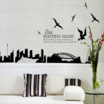 Ay 1912 City Silhouette Wall Stickers For Living Room Bedroom Study Room Home Decor - Beautiful Flight Of Sydney