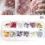 Nail Rhinestones 3D Crystal AB Clear Nail Stones Gems Pearl DIY Nail Art Decorations d1