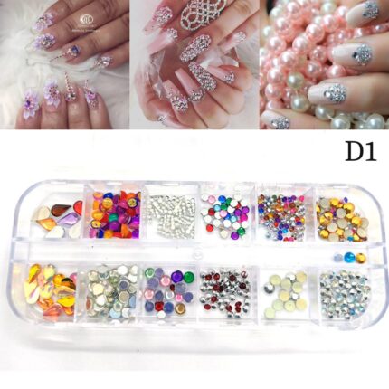 Nail Rhinestones 3D Crystal AB Clear Nail Stones Gems Pearl DIY Nail Art Decorations d1