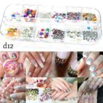 Nail Rhinestones 3D Crystal AB Clear Nail Stones Gems Pearl DIY Nail Art Decorations d12