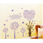 Lavender Flower Wall Sticker Dinding Motif Love  Purple heart decal Size:60x90 Lm8007 - Image 4