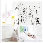 Can remove wall stickers TV background cabinet decorative cartoon black cats wall stickers waterproof arts wall mural decals - Image 2