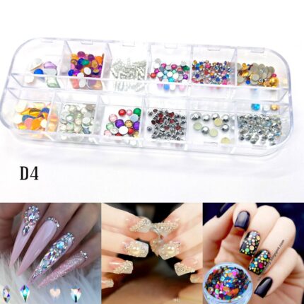 Nail Rhinestones 3D Crystal AB Clear Nail Stones Gems Pearl DIY Nail Art Decorations -d4