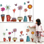 Ay947 Cute Flower Wall Sticker Kitchen Window Sticker Butterfies Wall - Image 4
