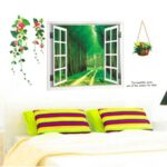 AY914 Lifelike Valley Window Wall Sticker Quality 90*60cm PVC Removable Beautiful Views Decal Vivid Green Forest Wall art Mural - Image 6