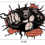 3D Wall Broken Orangutan Background Wall Decoration Removable Wall Stickers for Kids Rooms Bedroom Bathroom Living Room Kitchen - Image 3