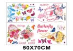 Pink flower, bird and butterfly hanging decal, 5 hanging strings included size 50x70 hm74003 - Image 3