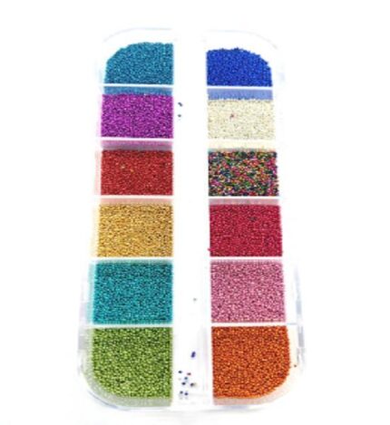 New 1 Box 12 Colors Nail Art Tools Magic Candy Color Design Caviar Beads Manicure Microbeads Decorations