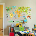Stiker Dinding Map Animal acb1049 Wall Sticker Wallpaper