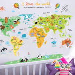 Stiker Dinding Map Animal acb1049 Wall Sticker Wallpaper - Image 2