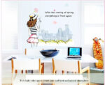 Decorative Decal: Girl Standing Next to the wall sticker size 50x70 mj7013 - Image 4
