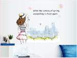 Decorative Decal: Girl Standing Next to the wall sticker size 50x70 mj7013 - Image 2