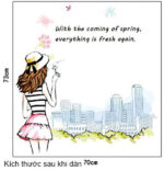 Decorative Decal: Girl Standing Next to the wall sticker size 50x70 mj7013 - Image 3