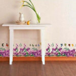XY8068 Unique vinyl wall stickers for rooms, murals, decals, tattoos, transfers for skirting boards with delicate butterflies and purple flowers designs by VAGA - Image 2