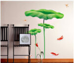 Lotus Leaf and Fish Decorative Decal ay998 size (60x90)cm - Image 2