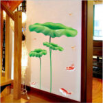 Lotus Leaf and Fish Decorative Decal ay998 size (60x90)cm - Image 5