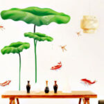 Lotus Leaf and Fish Decorative Decal ay998 size (60x90)cm - Image 4