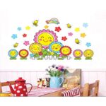 Radiant Sunflower Smiles Decal - Brighten Kids' Spaces with Joyful, Smiling Flowers PVC Wall Art for Home Decor size 50x70  dm570009 - Image 4