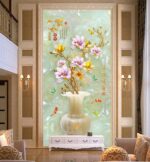 Kitchen Wall Decor Safe and Wealthy Vase Jade Carved for Living Room Bedrooms Tv Background 3D Wall Art Decoration Modern Design GS9666 Size: 60X90cm - Image 6