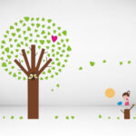 Wall Sticker, Heart Sprouting Tree, 60x90cm, Wallpaper Sticker, Rental Friendly, Removable, DIY, Redecorating, Interior, Tree, Leaf, Heart, Cute size 60x90 ay846