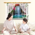 SK9020E 3D Wall stickers Waterfall Window Plant Landscape Home Decoration DIY Vinyl Decal Movie Mural Art - Image 2