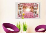AY9234D cherry tree avenue 3d fake windows landscape green pvc wall sticker Removable wall stickers home decor wall decor - Image 8