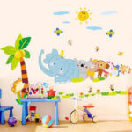 beautybuy Baby Boy's Elephant Birds Coconut Tree Monkey Flower Animals Wall Decal Ay9161 - Image 6